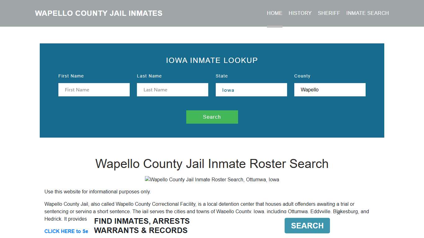 Wapello County Jail Inmate Roster Lookup, Ottumwa, IA